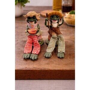 Vintage Frog Figurines Pair Dangly Legs Country Decor Made in China